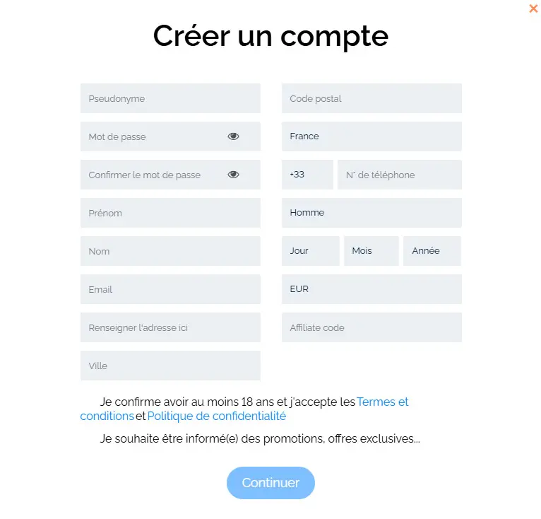 Registration process BETSTAR EXCHANGE CASINO